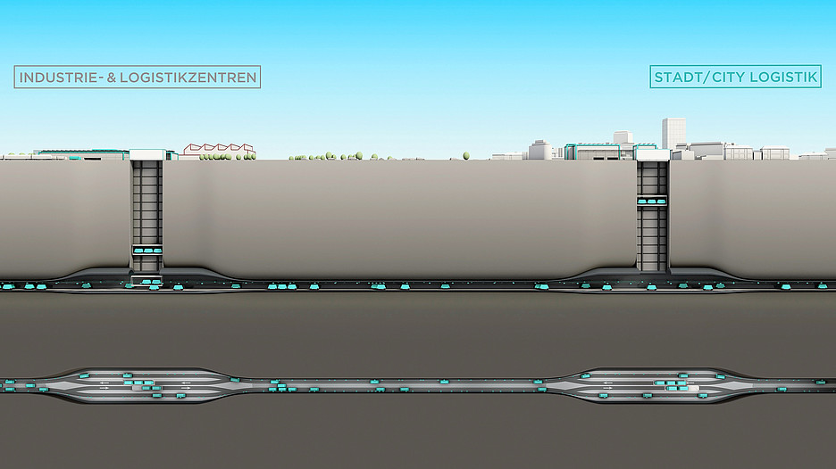 Tunnel verbinden Produktions- und Logistikstandorte mit städtischen Zentren.