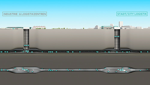 Tunnel verbinden Produktions- und Logistikstandorte mit städtischen Zentren.