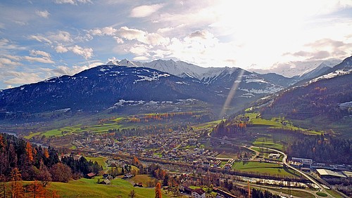 Blick auf das Gemeindegebiet von Ilanz/Glion (GR).