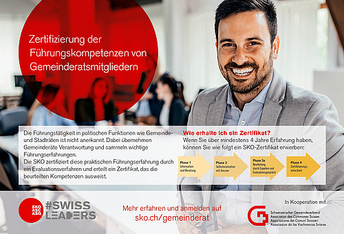 Der Schweizerische Gemeindeverband macht sich zusammen mit der SKO für die Anerkennung von Führungskompetenzen der Gemeinderäte stark. Exekutivpolitiker von SGV-Mitgliedgemeinden profitieren von einem ermässigten Tarif. 