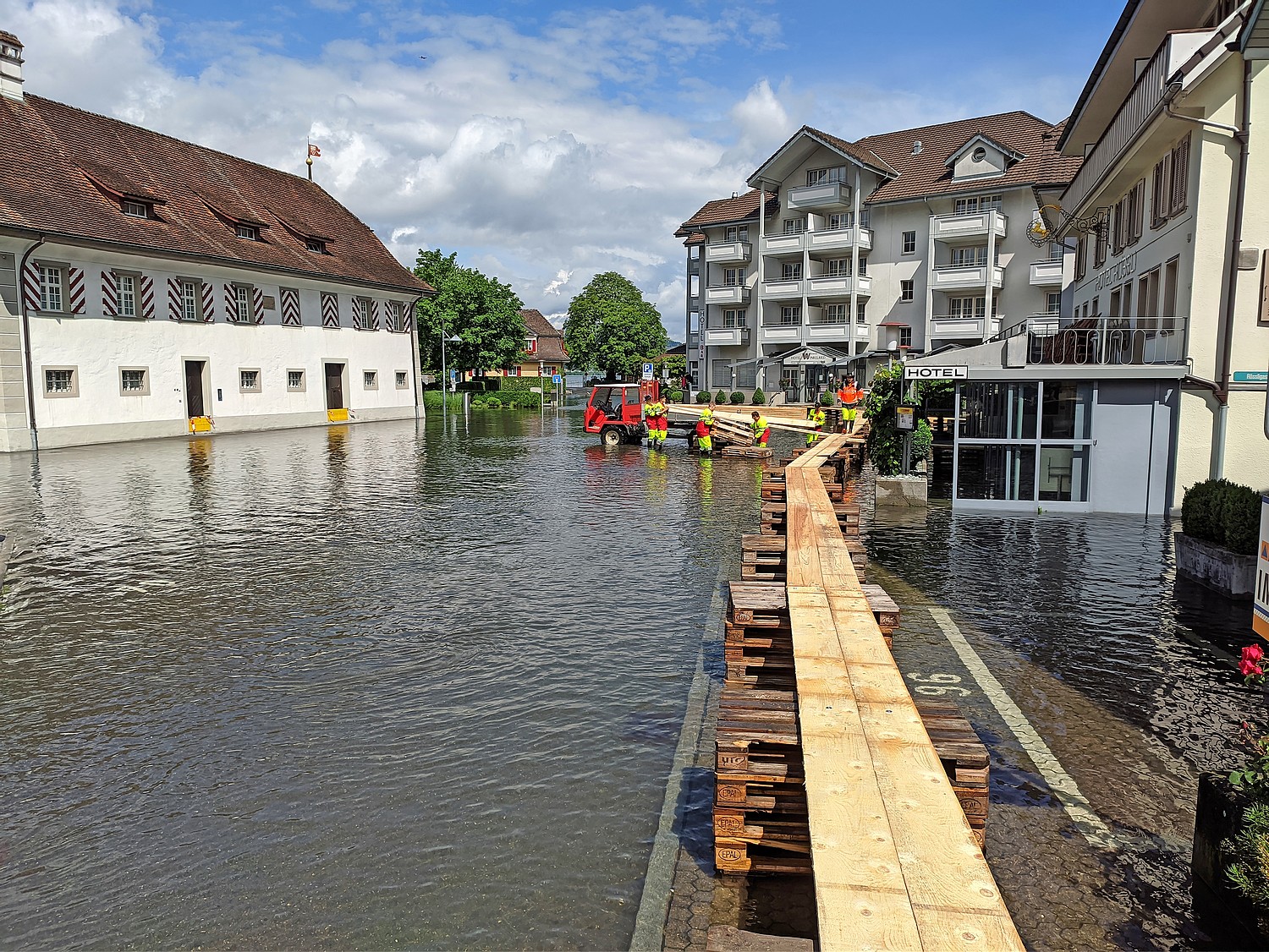 Hochwasser im Juli 2021 in Stansstad – damals kam der Gemeindeführungsstab zum Einsatz.