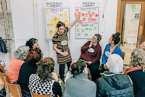 In Projekträumen diskutieren die Teilnehmenden über bestehende Projektideen – wie hier in Glarus.