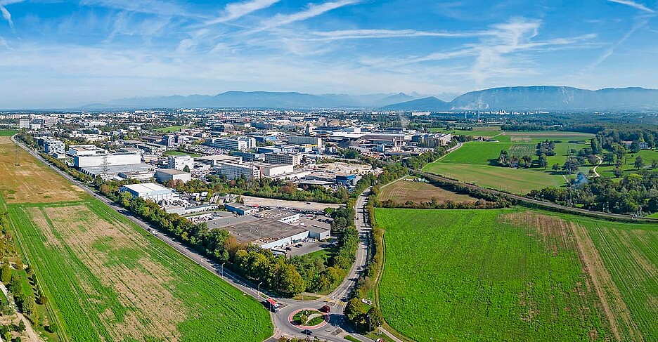 Blick auf Meyrin (GE).